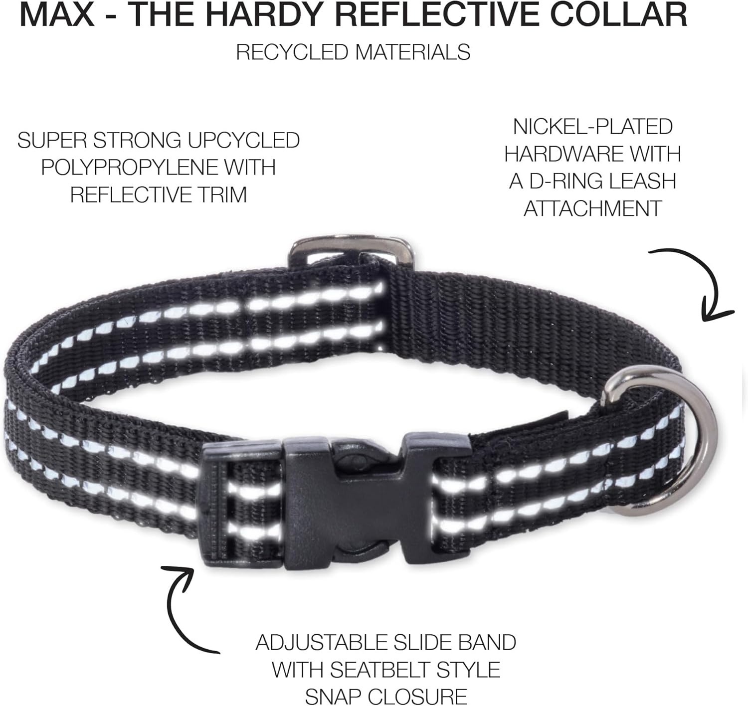 image:imagePet Passion Adjustable Reflective Dog Pet Collar for Small Medium and Large Dogs Pink XXLargeBlack