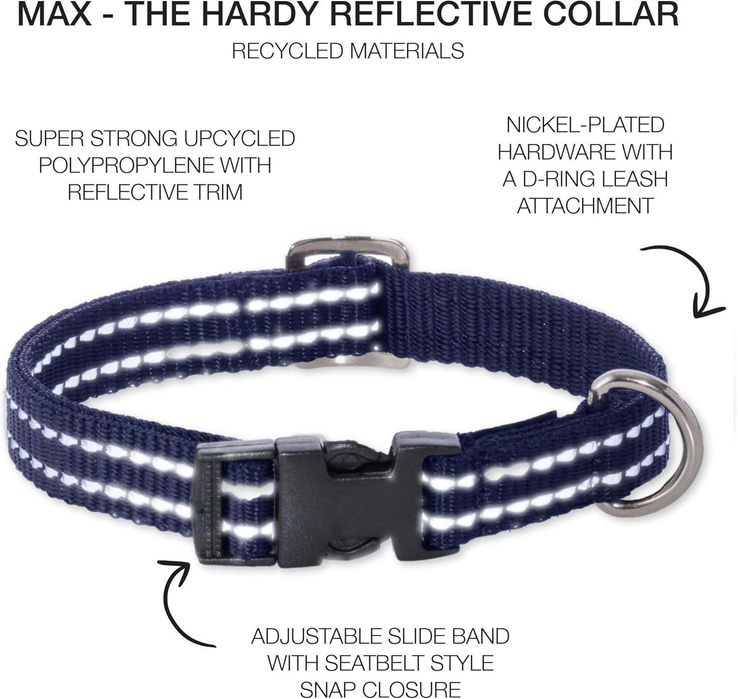 image:imagePet Passion Adjustable Reflective Dog Pet Collar for Small Medium and Large Dogs Pink XXLargeNavy