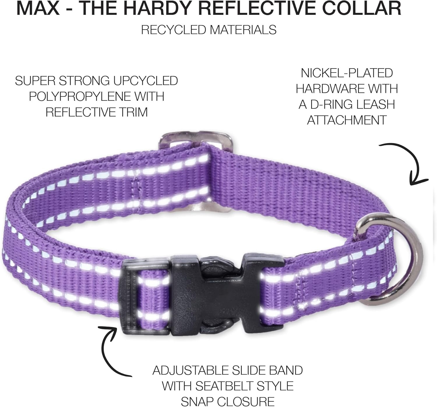 image:imagePet Passion Adjustable Reflective Dog Pet Collar for Small Medium and Large Dogs Pink XXLargePurple