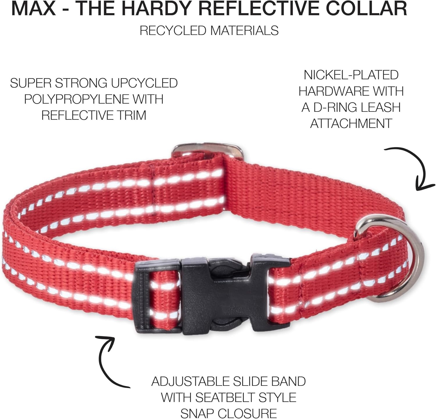 image:imagePet Passion Adjustable Reflective Dog Pet Collar for Small Medium and Large Dogs Pink XXLargeRed
