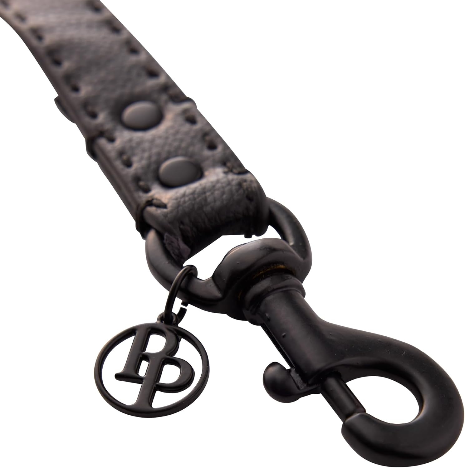 image:imagePet Passion Rein Saddle Stitch Dog Leash Recycled Vegan Leather with Custom Jewelry Hardware Chestnut HunterBlack Beauty