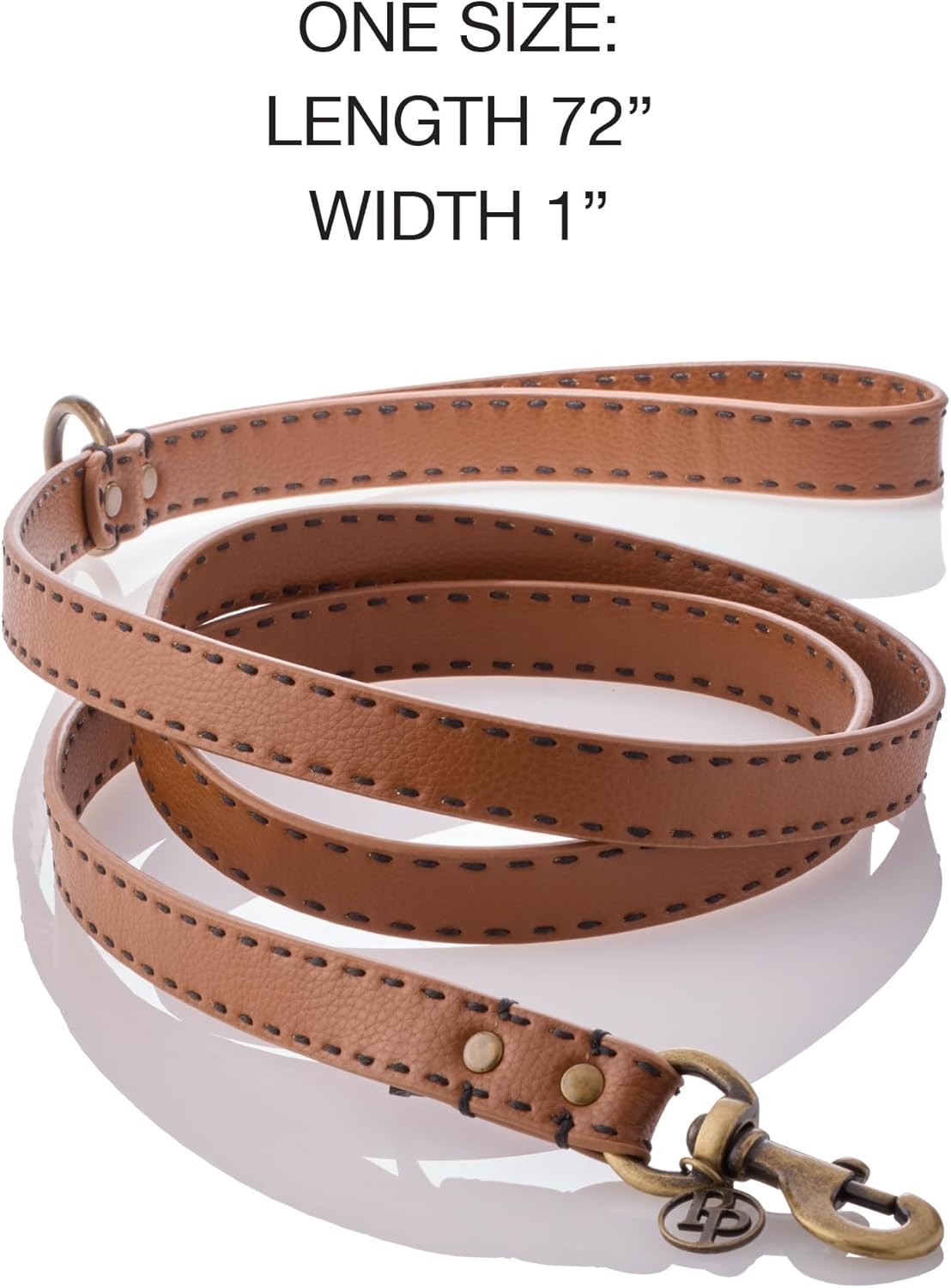 image:imagePet Passion Rein Saddle Stitch Dog Leash Recycled Vegan Leather with Custom Jewelry Hardware Chestnut HunterChestnut Hunter