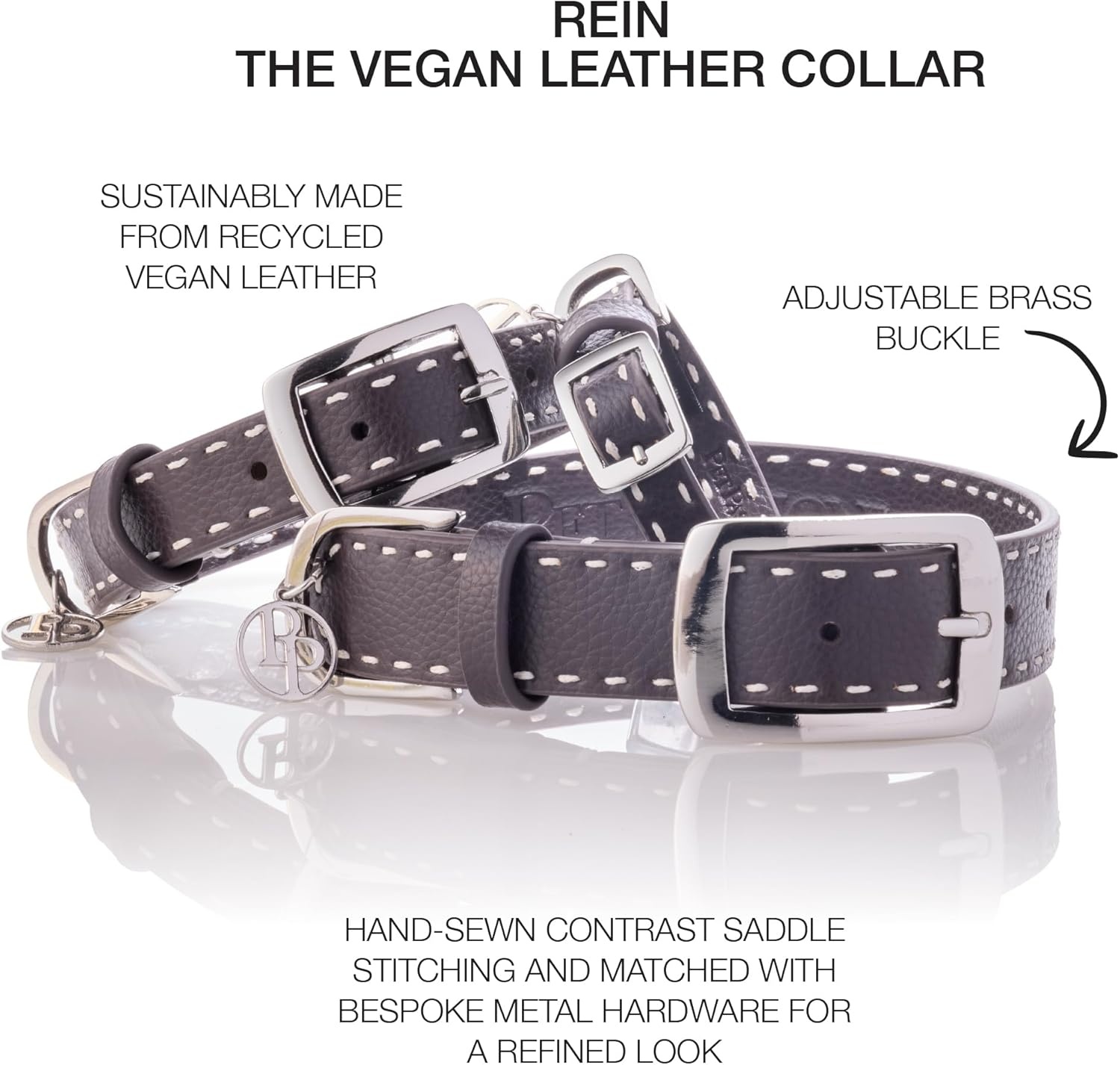image:imagePet Passion Rein The Saddle Stitch Vegan Leather Collar Adjustable Brass Buckle Collars Made with Sustainable Materials for Small Medium Large Dogs Chocolate Espresso XSmallChocolate Espresso