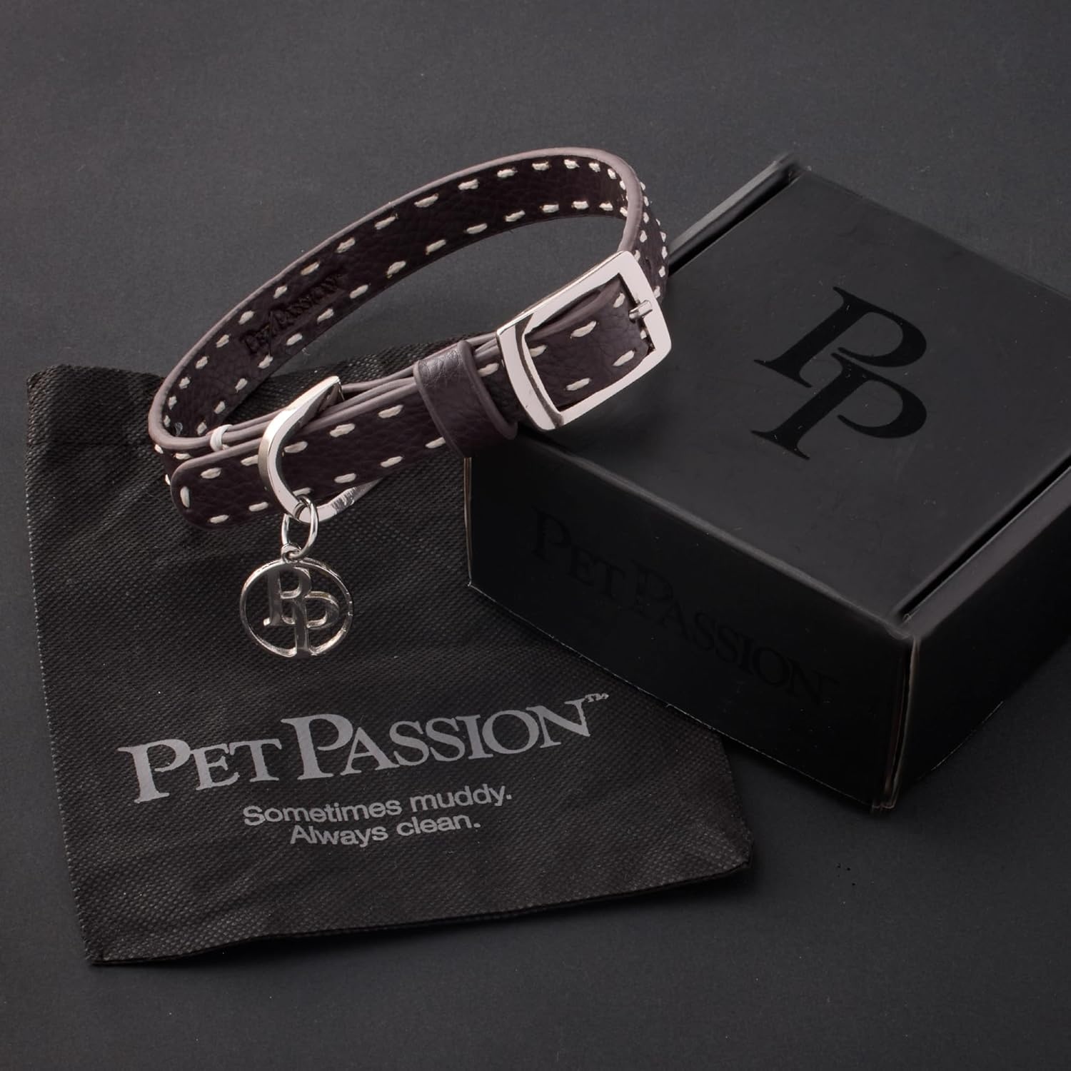 image:imagePet Passion Rein The Saddle Stitch Vegan Leather Collar Adjustable Brass Buckle Collars Made with Sustainable Materials for Small Medium Large Dogs Chocolate Espresso XSmallChocolate Espresso