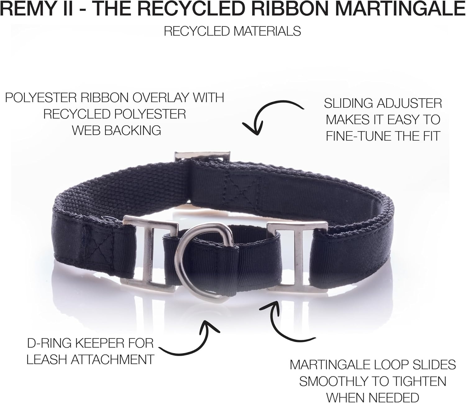 image:imagePet Passion Remy II The Recycled Ribbon Martingale Adjustable Collar NoPull Pet Training Collars Dogs Pink Camo LargeBlack