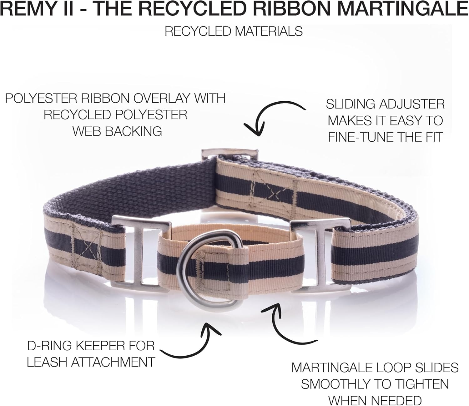 image:imagePet Passion Remy II The Recycled Ribbon Martingale Adjustable Collar NoPull Pet Training Collars Dogs Pink Camo LargeBlack Sand