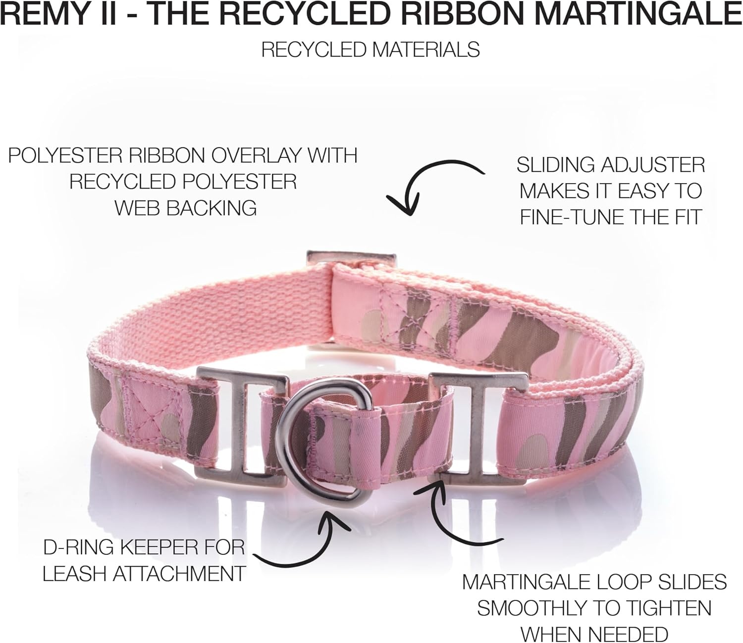 image:imagePet Passion Remy II The Recycled Ribbon Martingale Adjustable Collar NoPull Pet Training Collars Dogs Pink Camo LargePink Camo