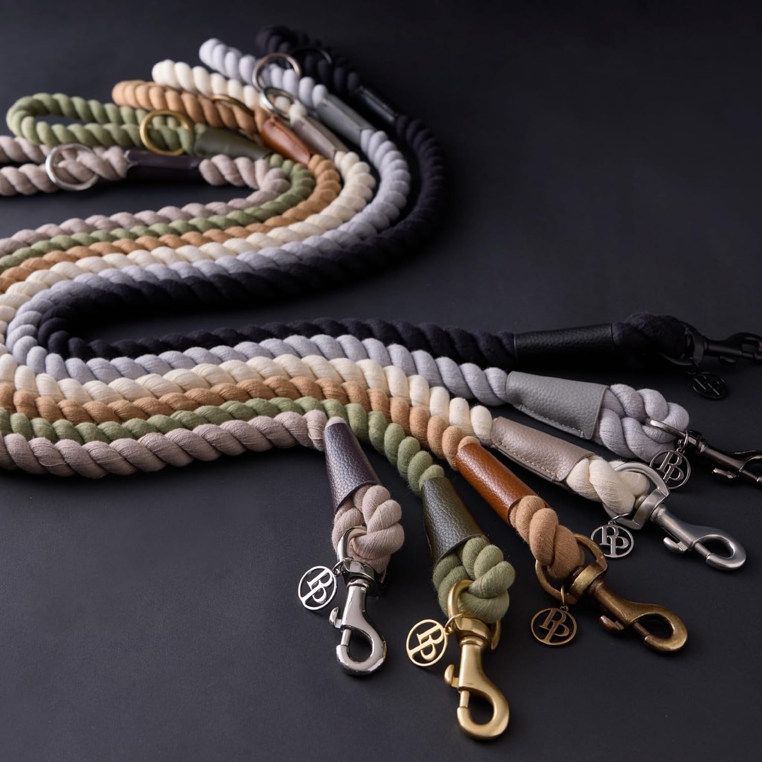 image:imagePet Passion Rowan The Twisted Rope Training Dog Leash Cotton Durable Heavy Duty Leashes 4 Ft for Close Walks for Small Medium Large Dogs Dappled CashmereBlack Beauty