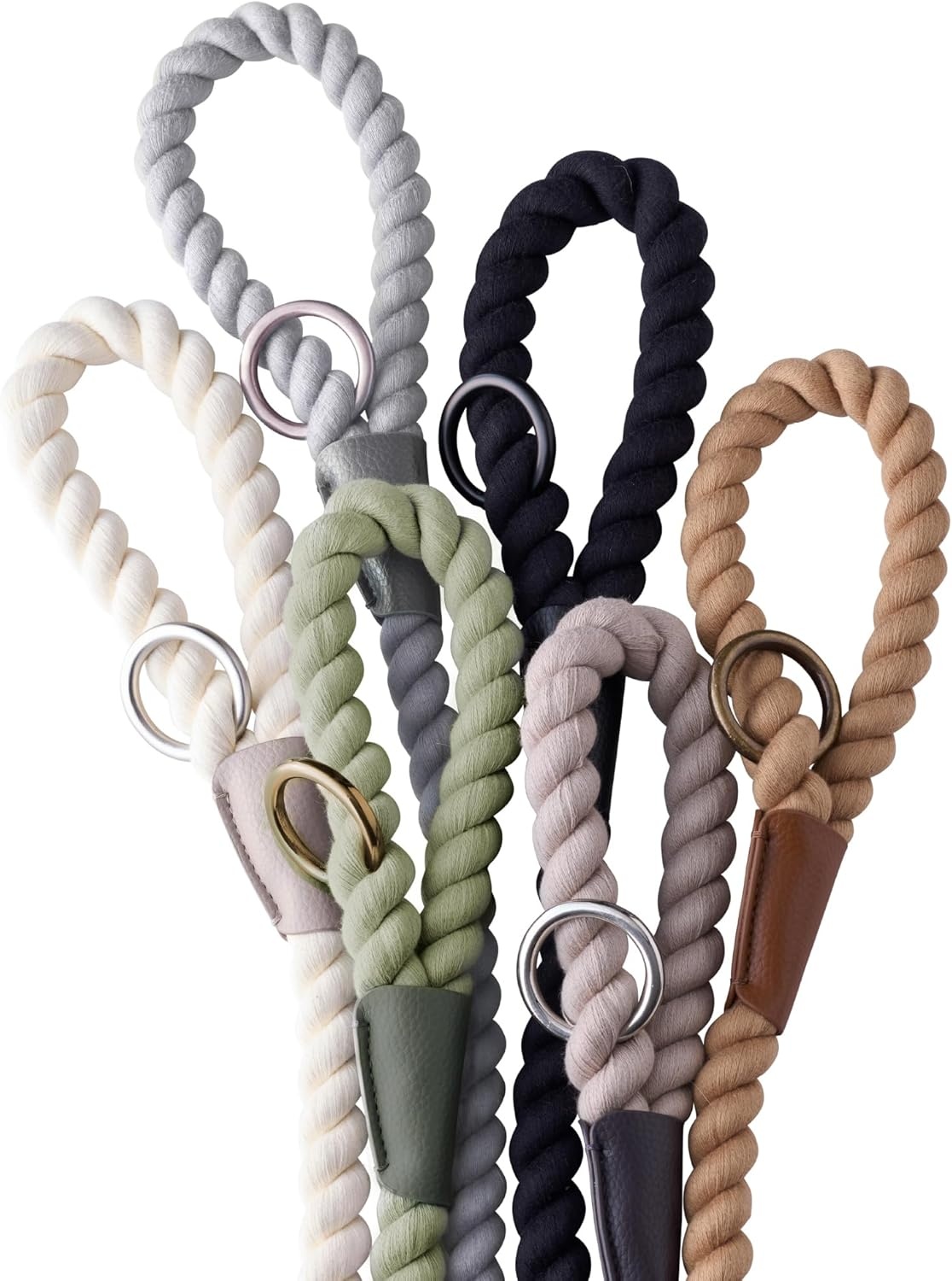 image:imagePet Passion Rowan The Twisted Rope Training Dog Leash Cotton Durable Heavy Duty Leashes 4 Ft for Close Walks for Small Medium Large Dogs Dappled CashmereDappled Cashmere
