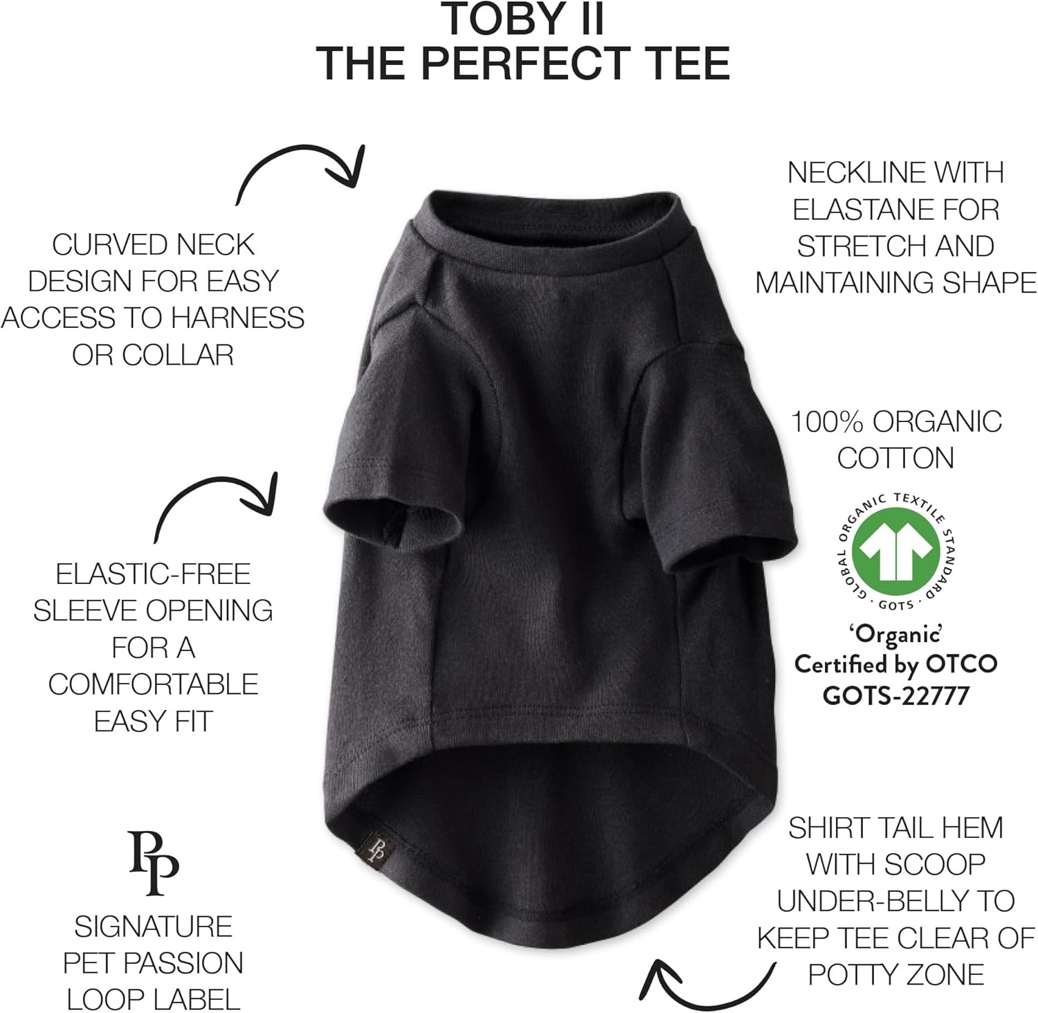 image:imagePet Passion Toby II The Perfect Tee 3 Pack Short Sleeve Pet TShirt 100 Organic Cotton Tees Clothes for Small Medium Large Dogs Black Sand Tie Dye XSmall 512 lbsGray Ombre