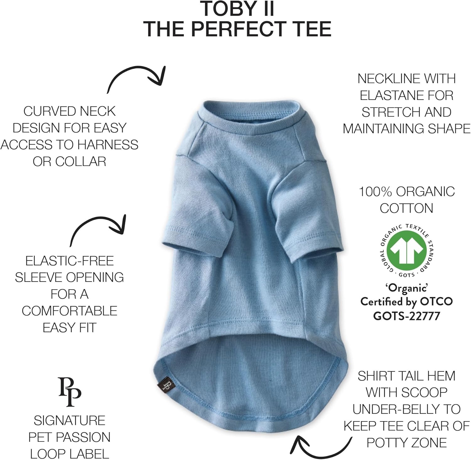 image:imagePet Passion Toby II The Perfect Tee 3 Pack Short Sleeve Pet TShirt 100 Organic Cotton Tees Clothes for Small Medium Large Dogs Black Sand Tie Dye XSmall 512 lbsNavy Ombre