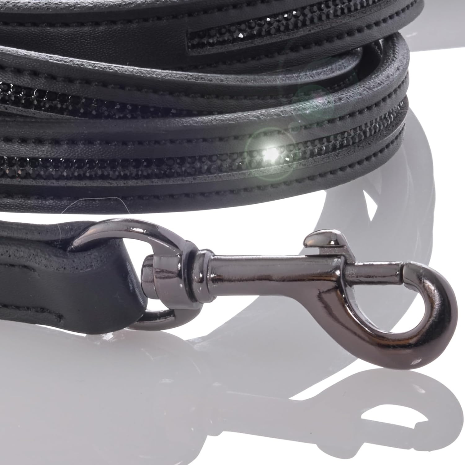 image:imageRoxy The Crystal Bling Leash Durable Heavy Duty Vegan Leather with Brass and Crystals Pet Leashes 6 Ft for Small Medium and Large Dogs Blush One SizeBlack Bling