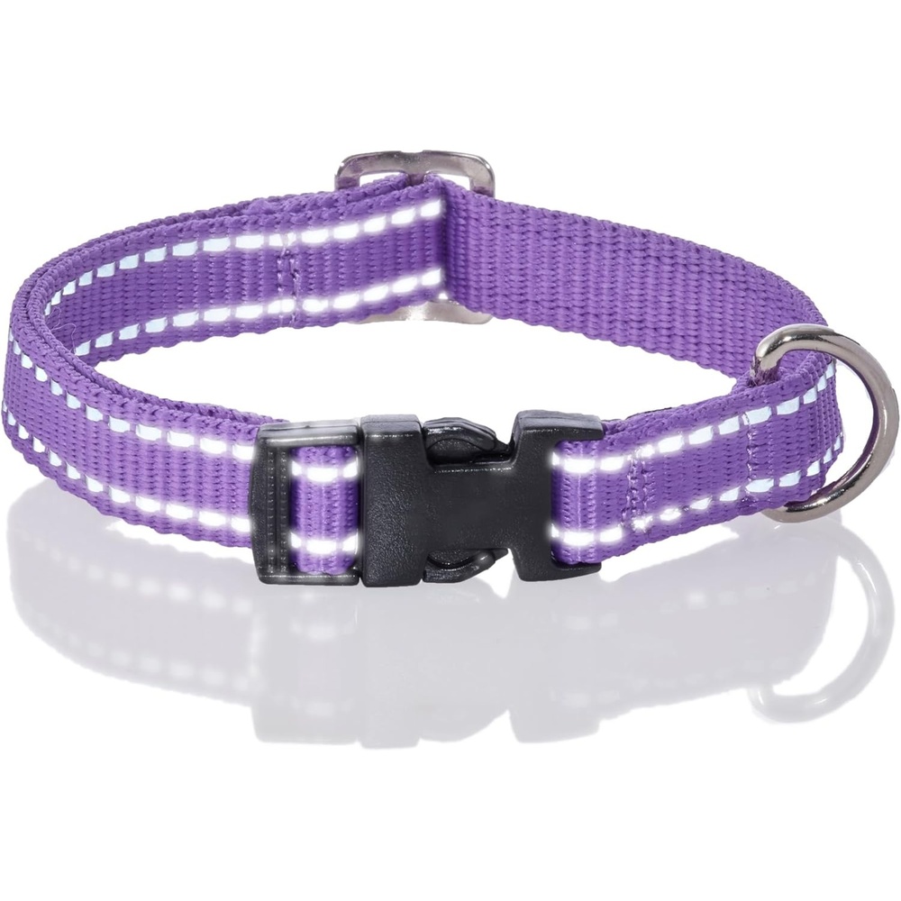 image:imagePet Passion Adjustable Reflective Dog Pet Collar for Small Medium and Large Dogs Pink XXLargePurple