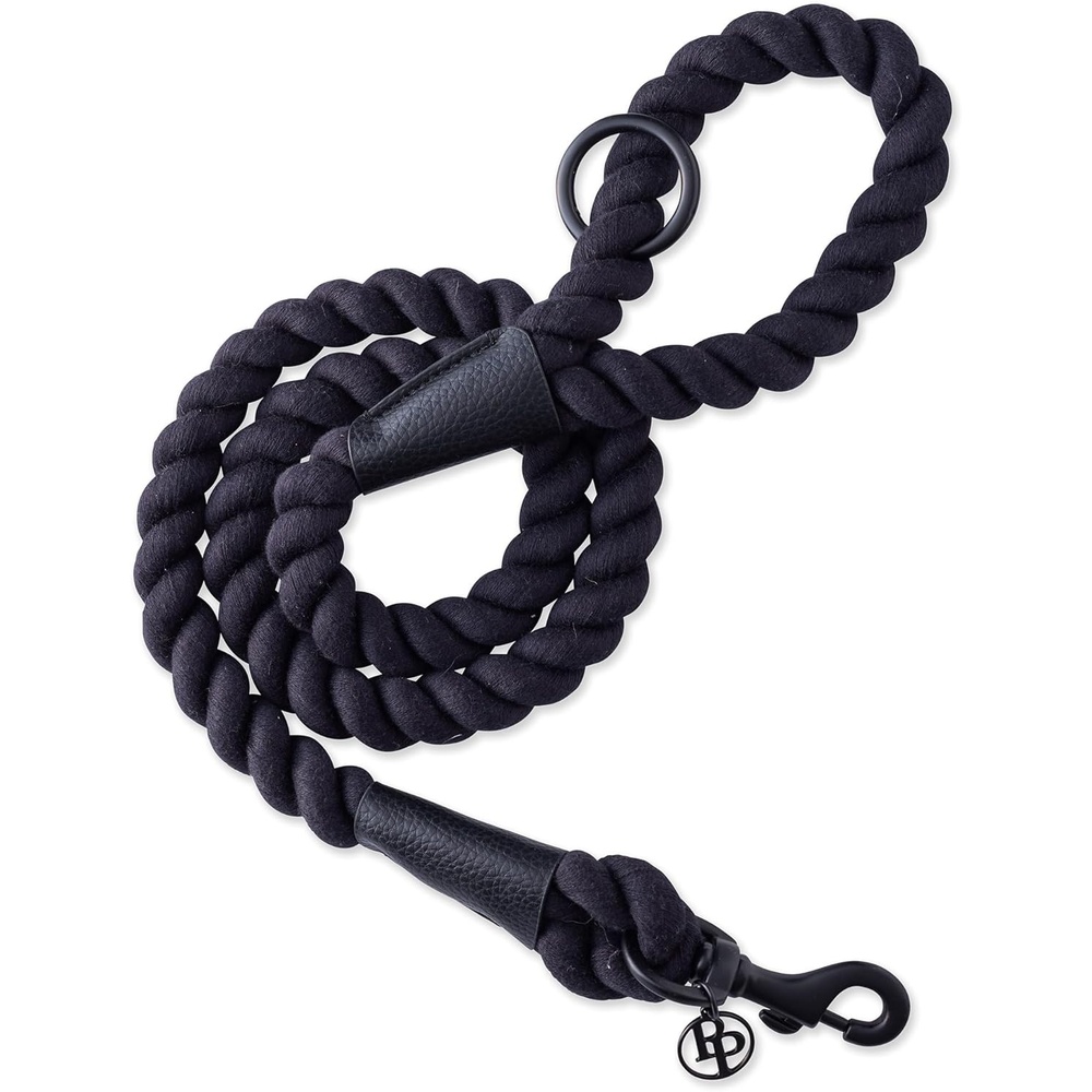 image:imagePet Passion Rowan The Twisted Rope Training Dog Leash Cotton Durable Heavy Duty Leashes 4 Ft for Close Walks for Small Medium Large Dogs Dappled CashmereBlack Beauty
