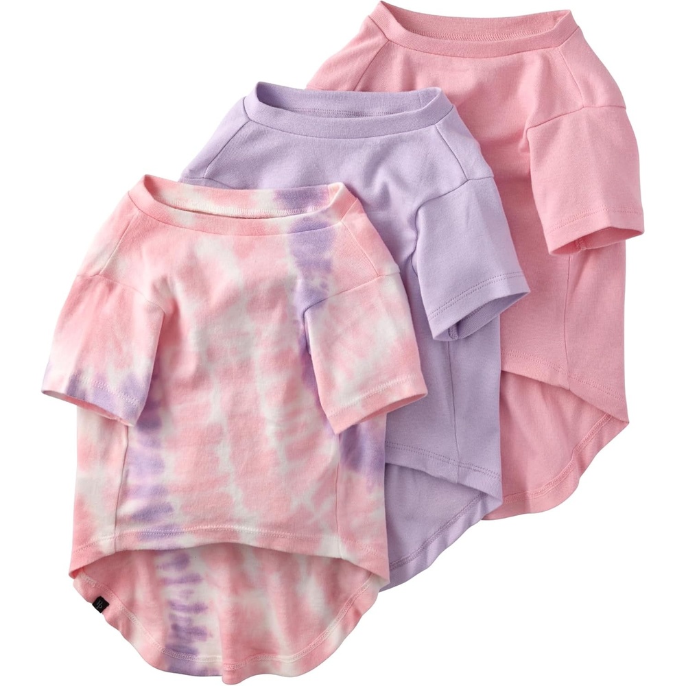 image:imagePet Passion Toby II The Perfect Tee 3 Pack Short Sleeve Pet TShirt 100 Organic Cotton Tees Clothes for Small Medium Large Dogs Black Sand Tie Dye XSmall 512 lbsPink Tie Dye