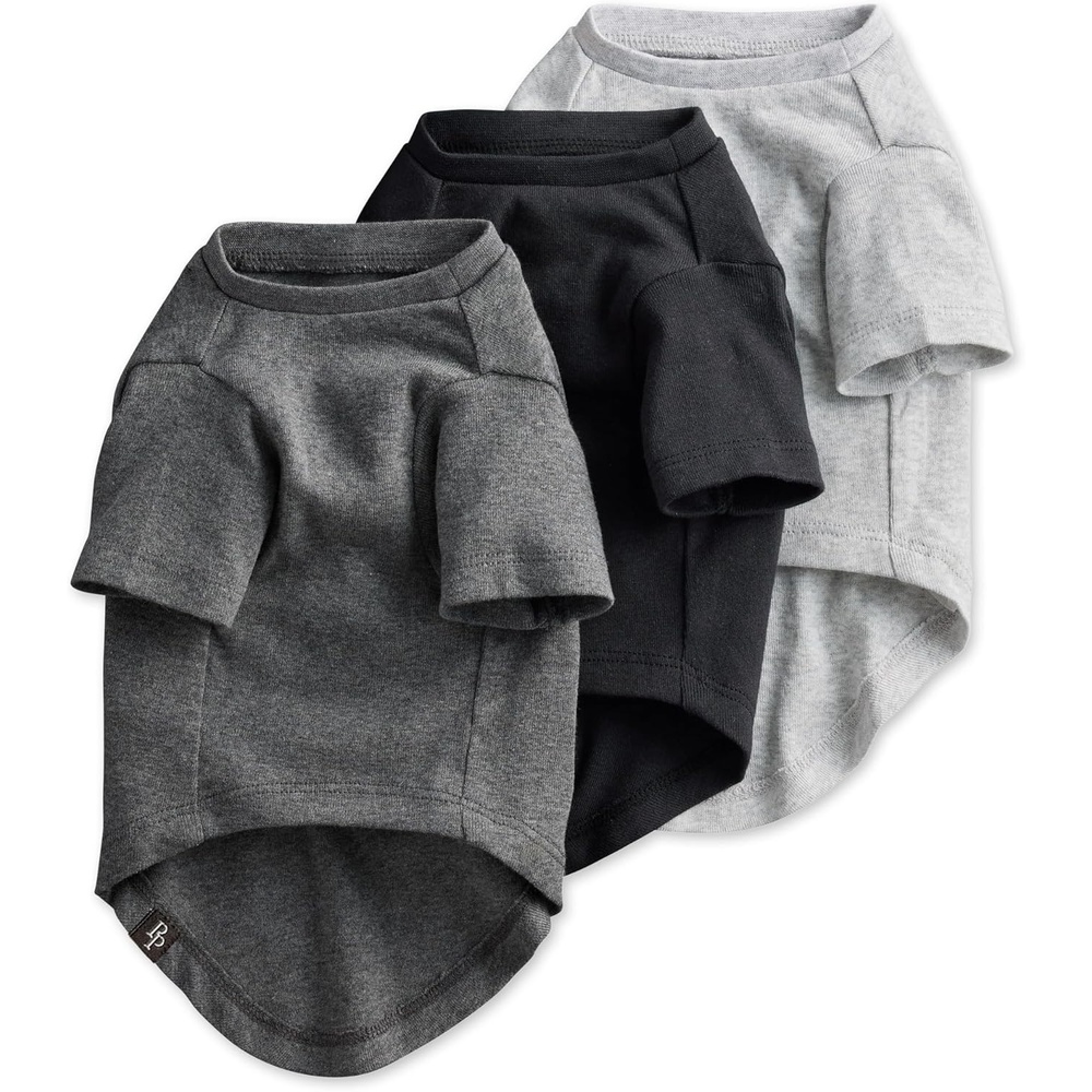 image:imagePet Passion Toby II The Perfect Tee 3 Pack Short Sleeve Pet TShirt 100 Organic Cotton Tees Clothes for Small Medium Large Dogs Black Sand Tie Dye XSmall 512 lbsGray Ombre