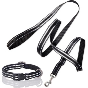 image:imagePet Passion 2Pack MAX  The Hardy Reflective Dog Collar amp 6ft Leash for All Pet Breeds Red MediumBlack