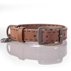image:imagePet Passion Rein  The Saddle Stitch Vegan Leather Collar Adjustable Brass Buckle Collars Made with Sustainable Materials for Small Medium Large Dogs Chocolate Espresso XSmallChestnut Hunter