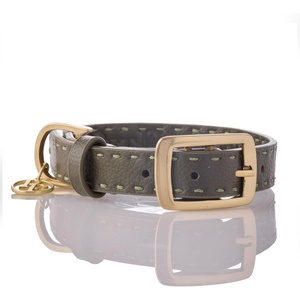 image:imagePet Passion Rein  The Saddle Stitch Vegan Leather Collar Adjustable Brass Buckle Collars Made with Sustainable Materials for Small Medium Large Dogs Chocolate Espresso XSmallScottish Olive