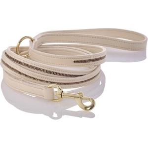 image:imageRoxy  The Crystal Bling Leash Durable Heavy Duty Vegan Leather with Brass and Crystals Pet Leashes 6 Ft for Small Medium and Large Dogs Blush One SizeAlabaster