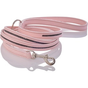 image:imageRoxy  The Crystal Bling Leash Durable Heavy Duty Vegan Leather with Brass and Crystals Pet Leashes 6 Ft for Small Medium and Large Dogs Blush One SizeBlush