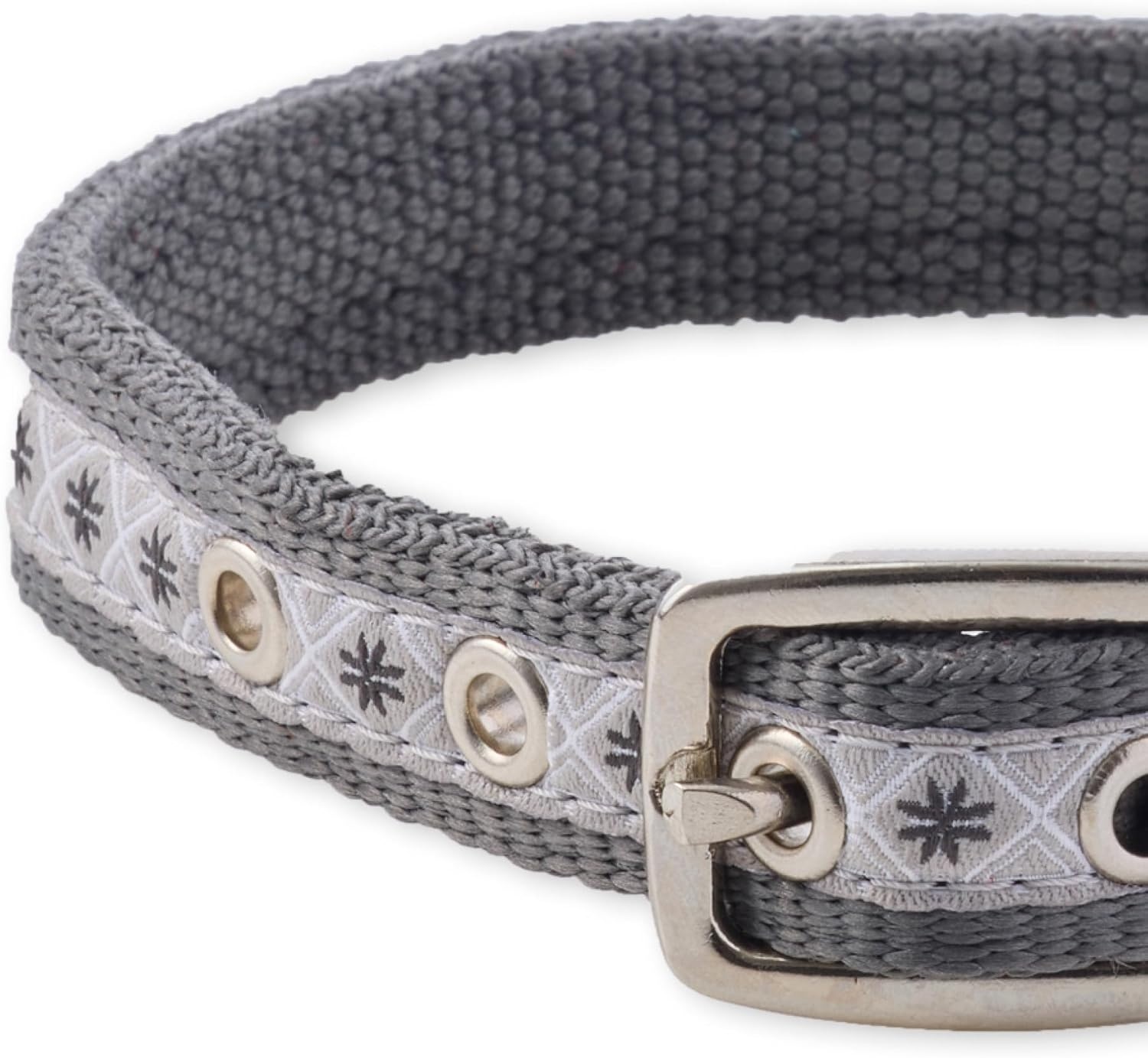 image:imagePet Passion Adjustable Recycled Ribbon Dog Collar for All Pet Breeds CamoNavy LargeFair Isle Gray