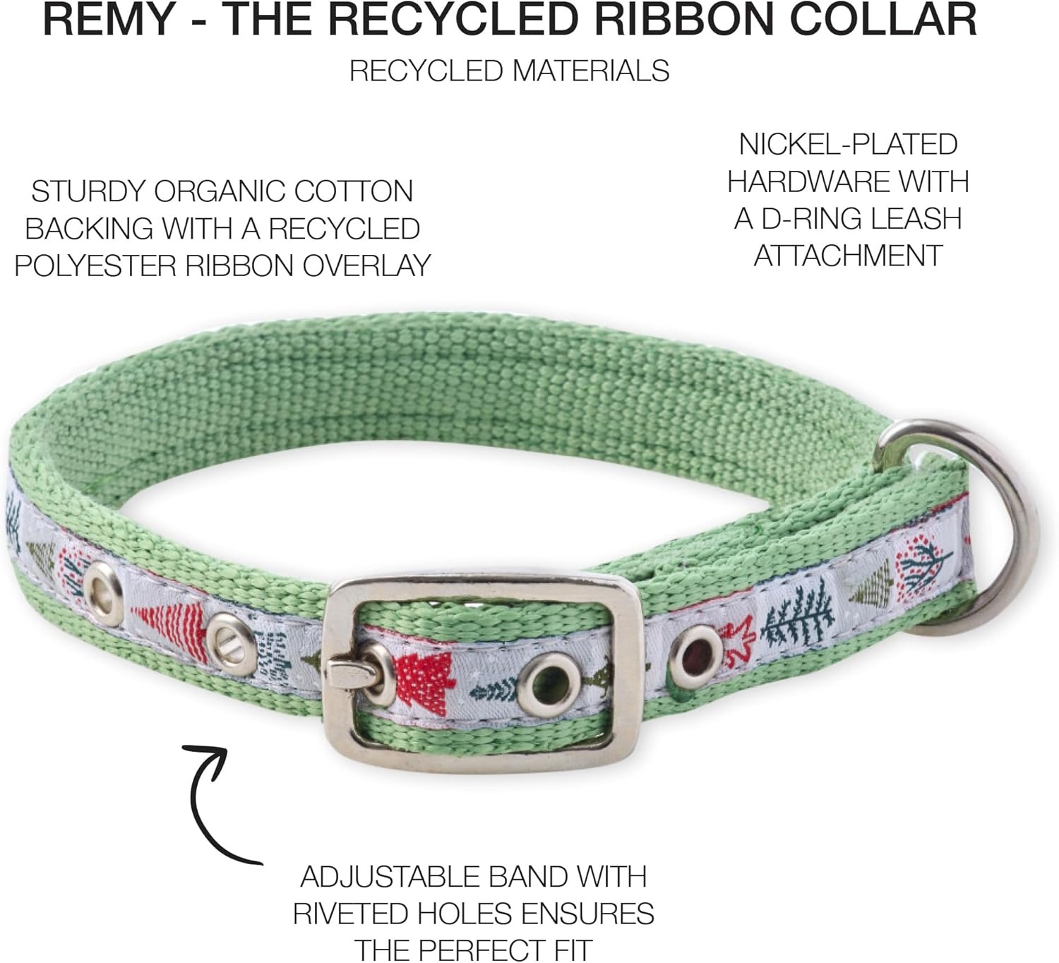 image:imagePet Passion Adjustable Recycled Ribbon Dog Collar for All Pet Breeds CamoNavy LargePiney Holiday