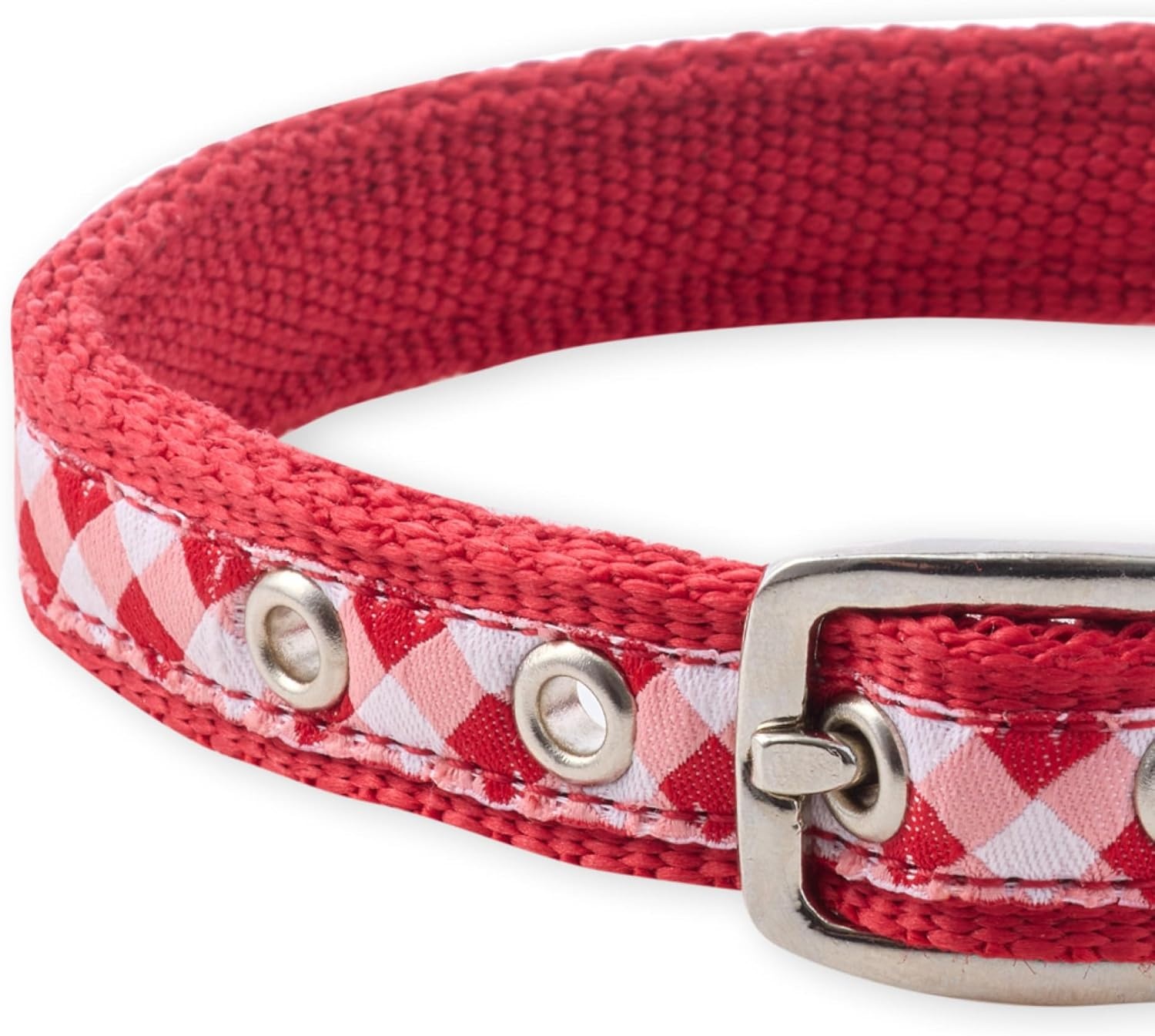 image:imagePet Passion Adjustable Recycled Ribbon Dog Collar for All Pet Breeds CamoNavy LargeRed Buffalo Plaid