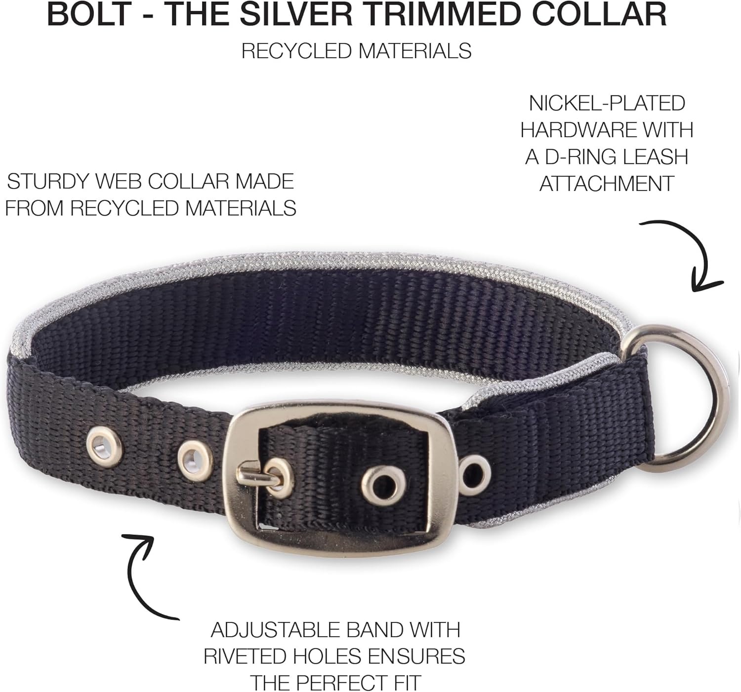 image:imagePet Passion Adjustable Silver Trimmed Dog Collar for Pets Small Medium and Large Dogs SilverHot Pink XLargeSilver Black