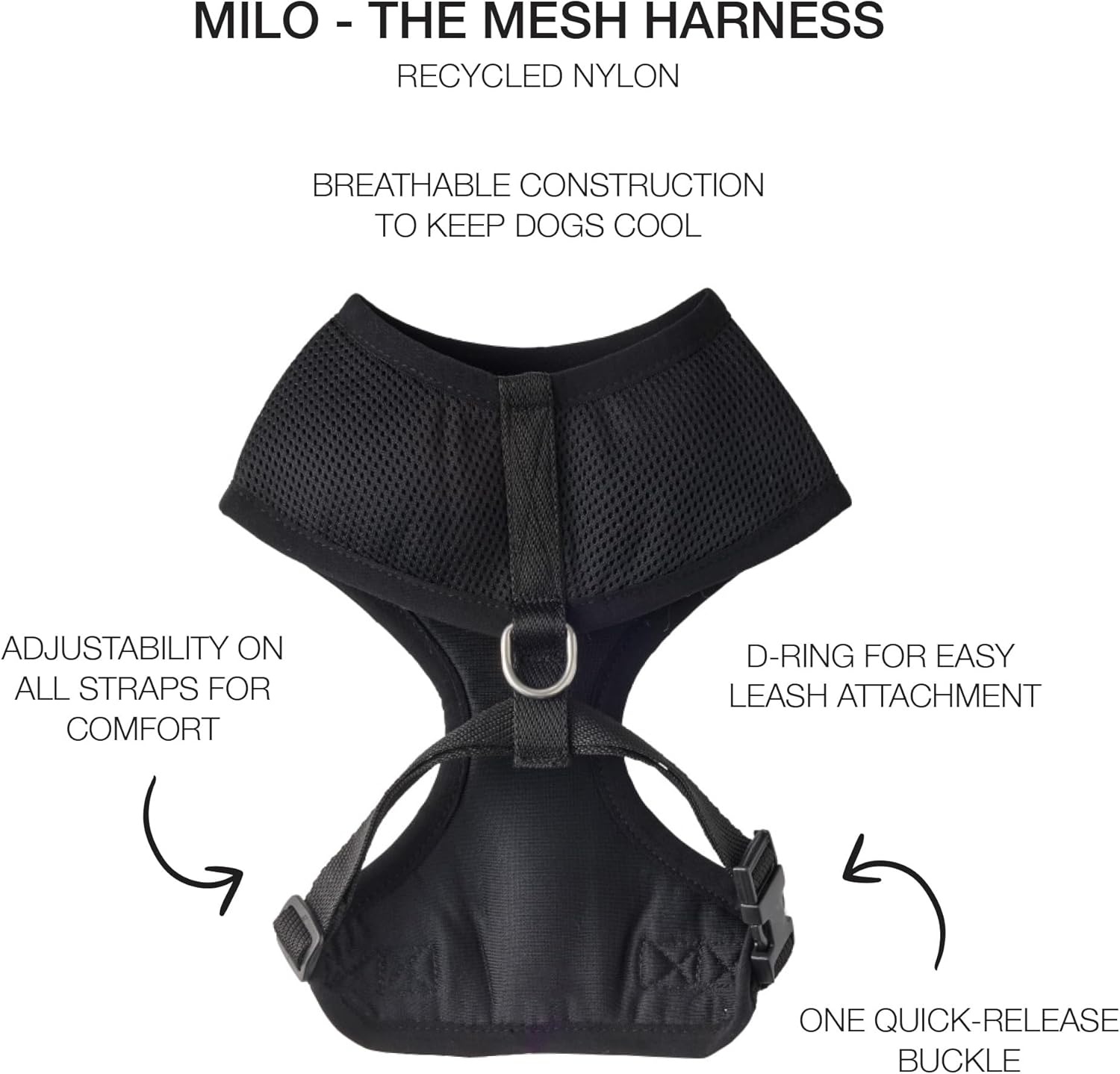 image:imagePet Passion Milo THE MESH Harness Black LargeBLACK
