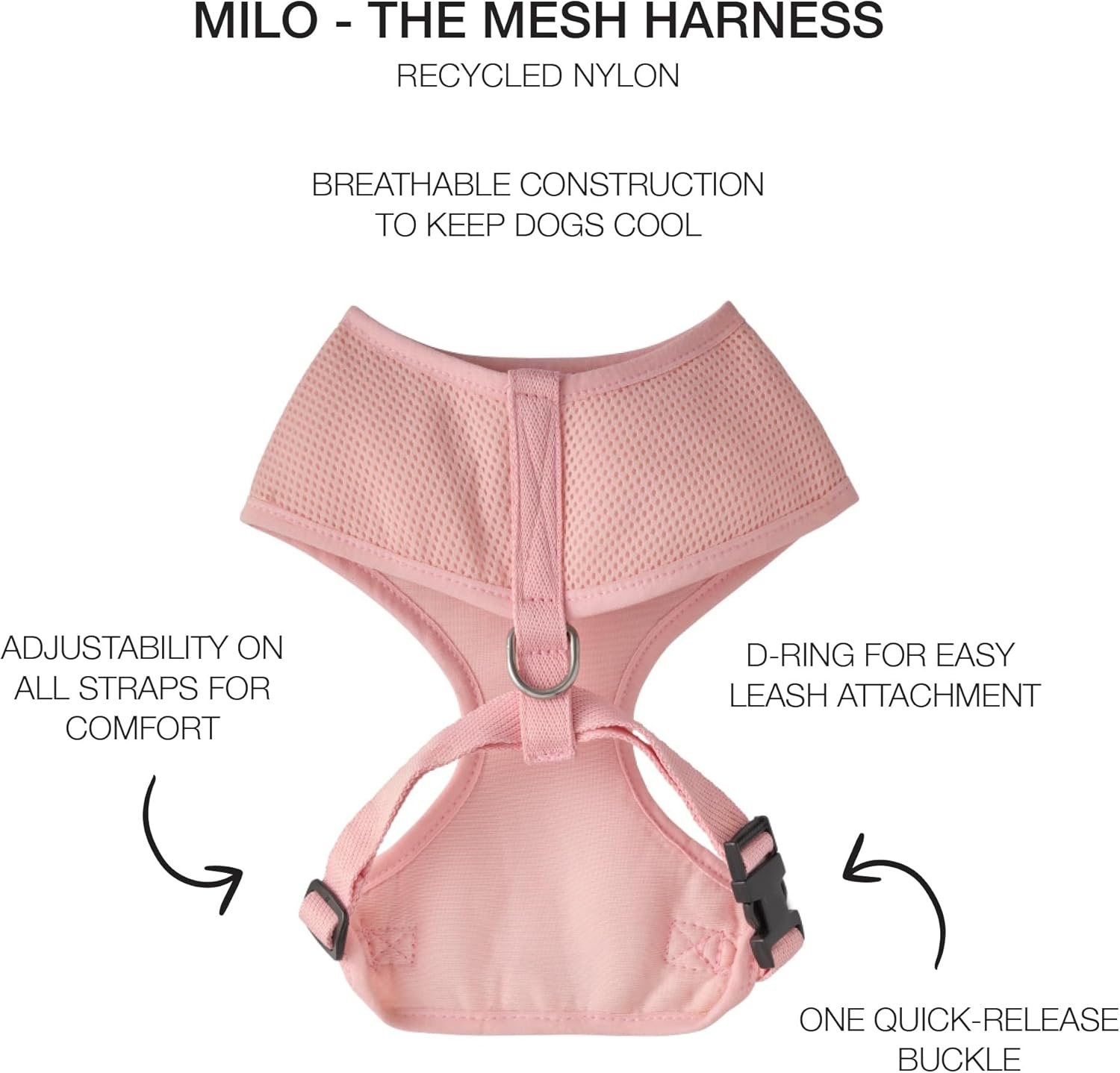 image:imagePet Passion Milo THE MESH Harness Black LargePINK