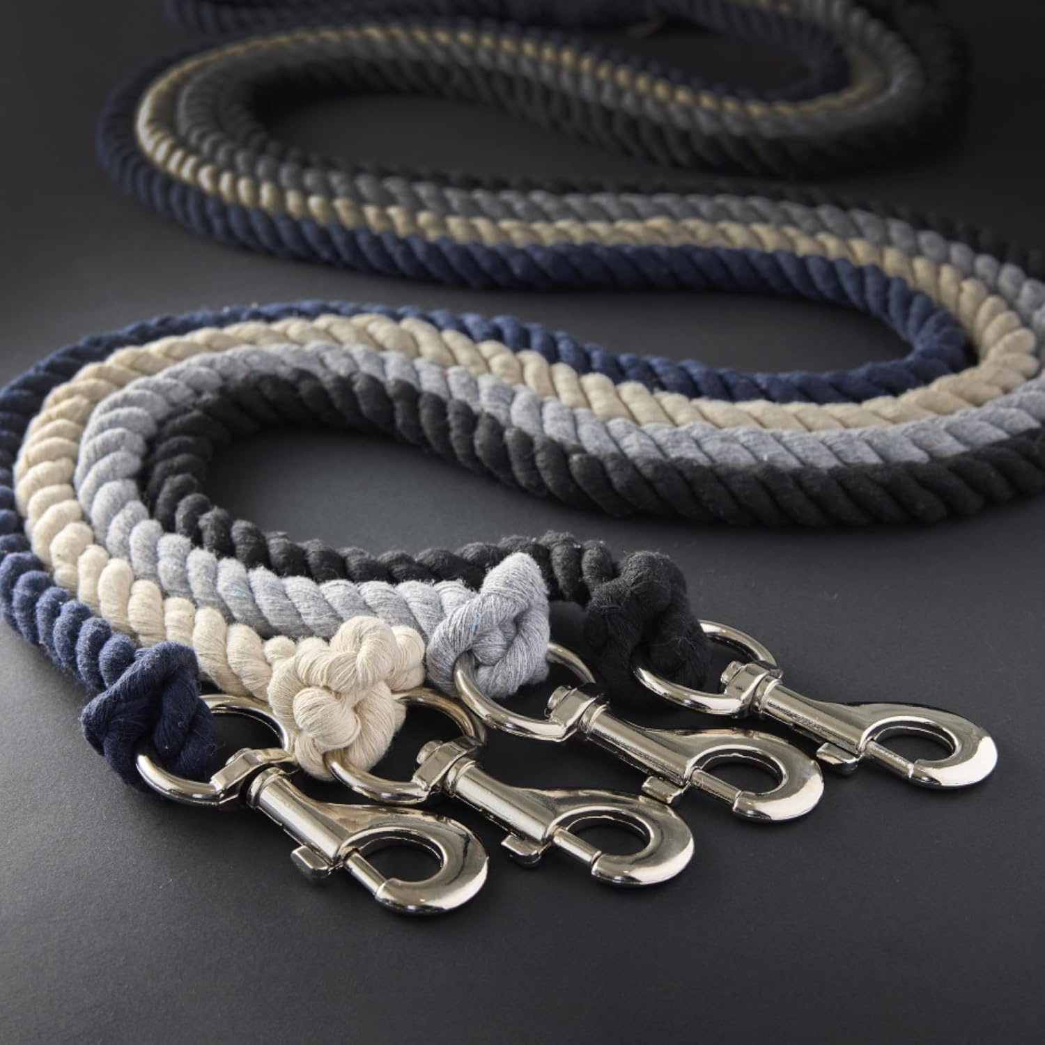 image:imagePet Passion Organic Cotton Dog Leash with Durable Twisted Rope 6 ft for All Pet Breeds Black One Size