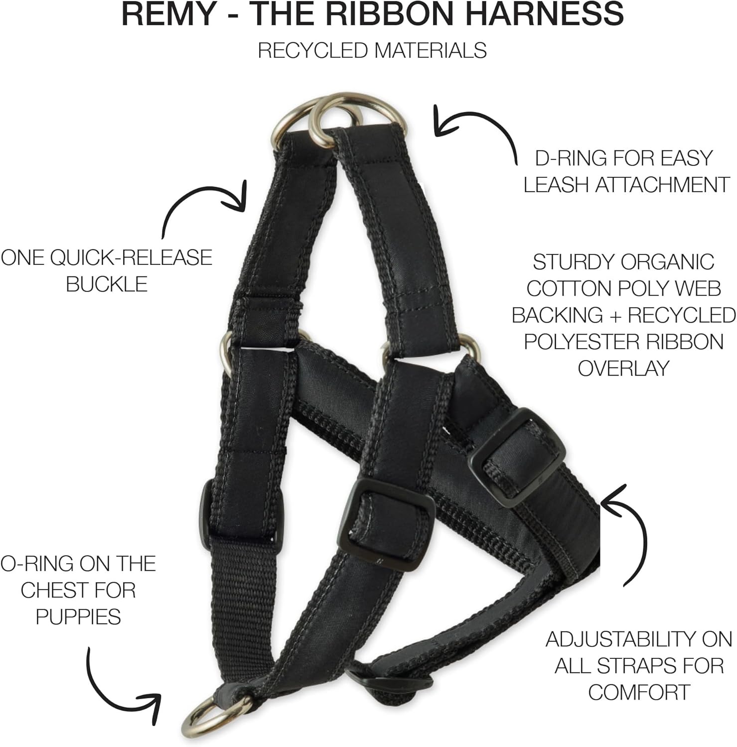 image:imagePet Passion REMY THE Recycled Ribbon Harness Navy CAMO XXLargeBLACK