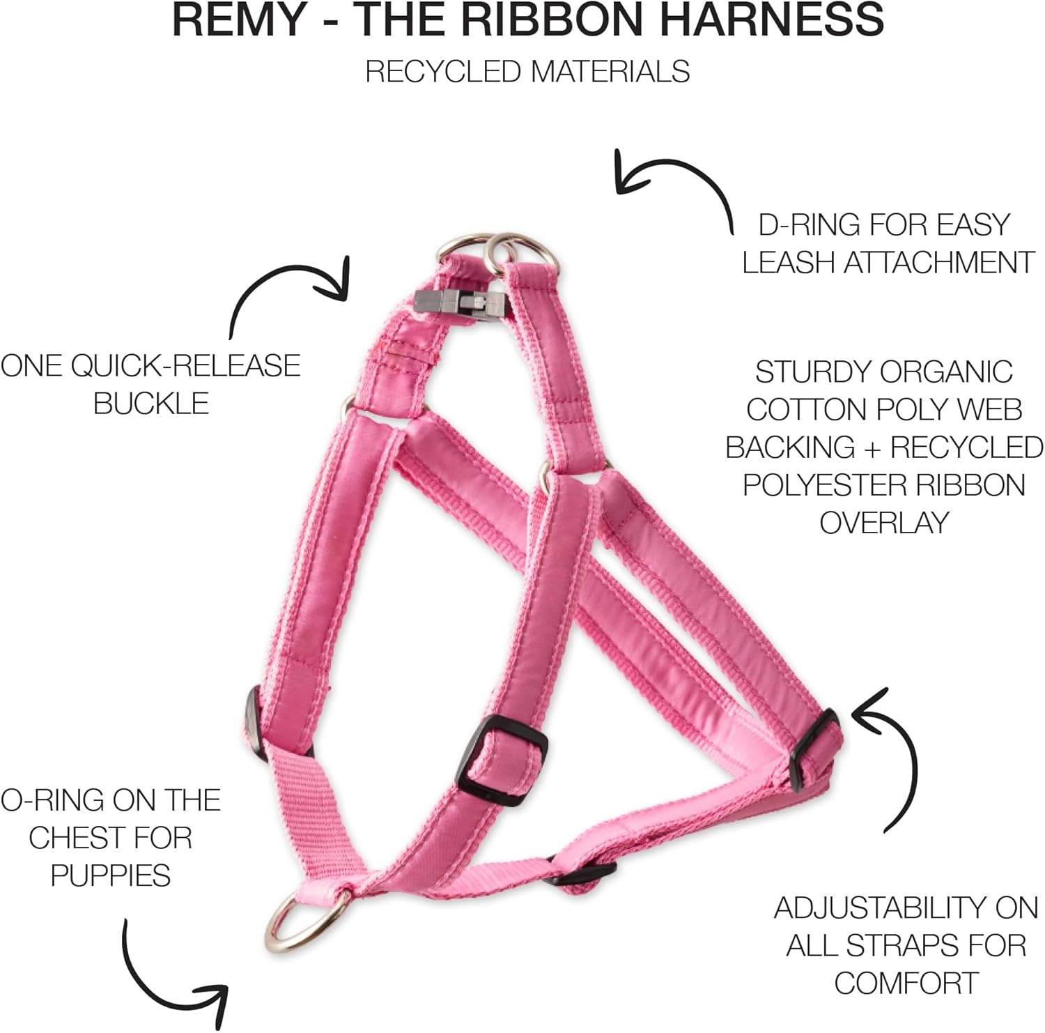 image:imagePet Passion REMY THE Recycled Ribbon Harness Navy CAMO XXLargeHOT PINK