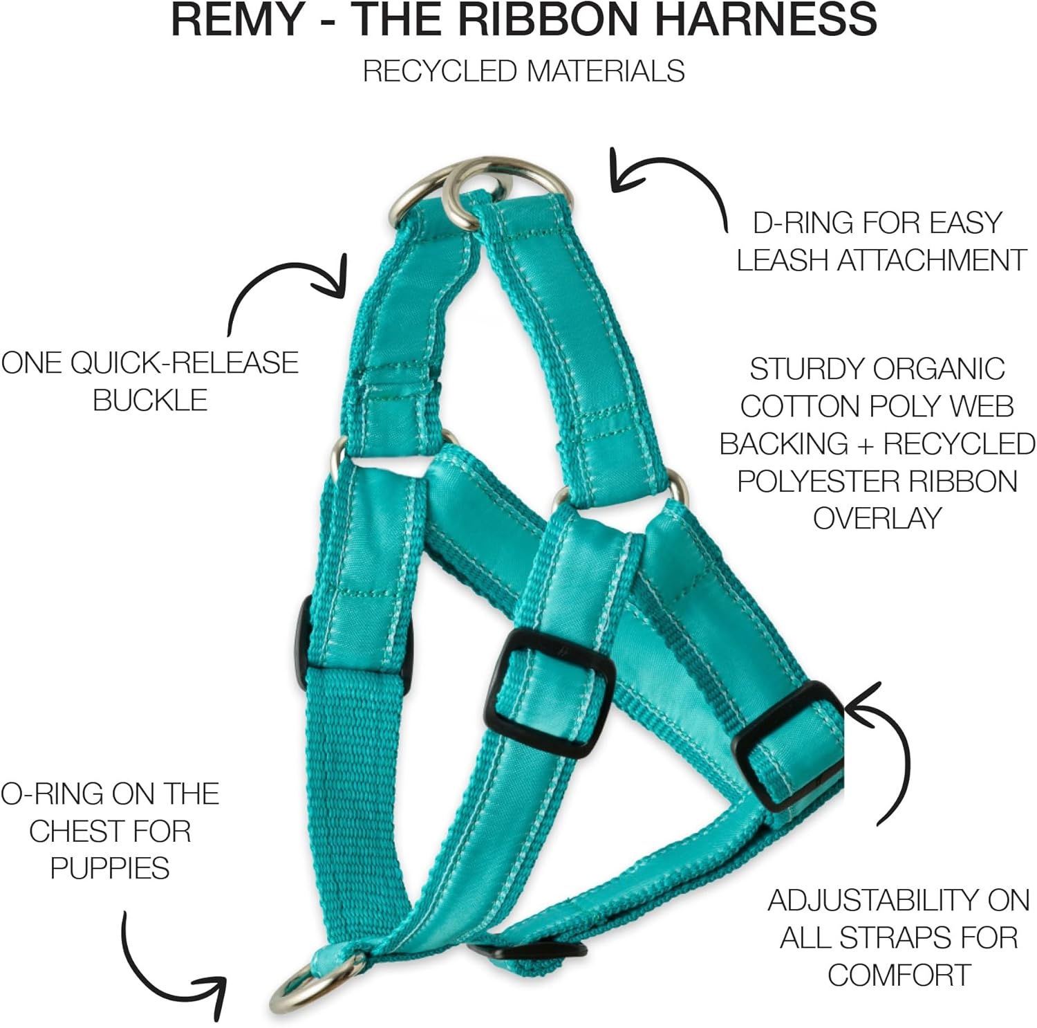 image:imagePet Passion REMY THE Recycled Ribbon Harness Navy CAMO XXLargeTURQUOISE
