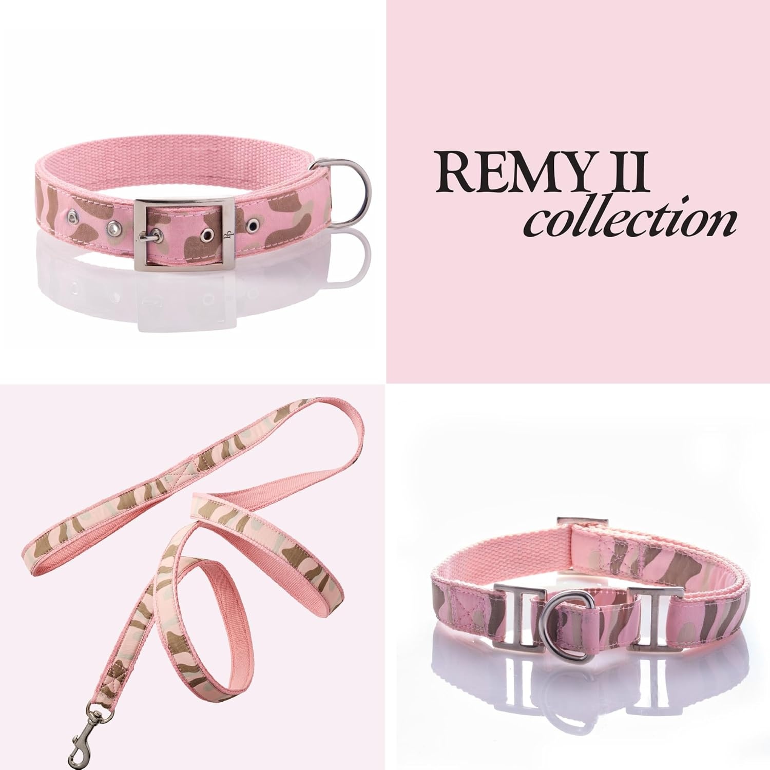 image:imagePet Passion Remy II The Recycled Ribbon Collar Adjustable Pet Dog Collars for Small Medium Large Dogs and Puppy Black Sand XSmallPink Camo