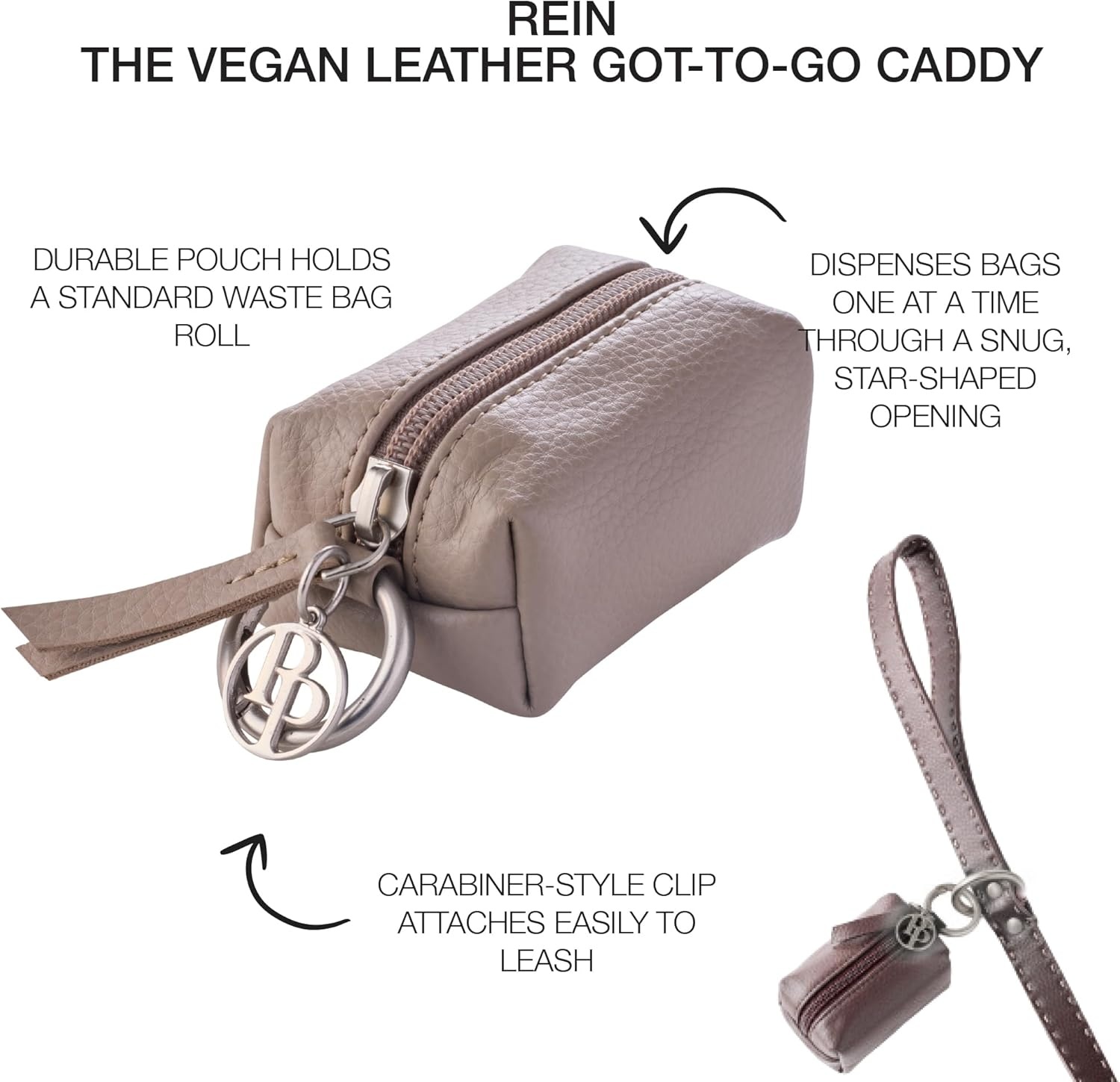 image:imageRein The Recycled Vegan Leather Pouch Durable Heavy Duty Bag Holder Leash Attachment Made With Sustainable Materials Custom Hardware for Small Medium amp Large Dogs Dappled Cashmere