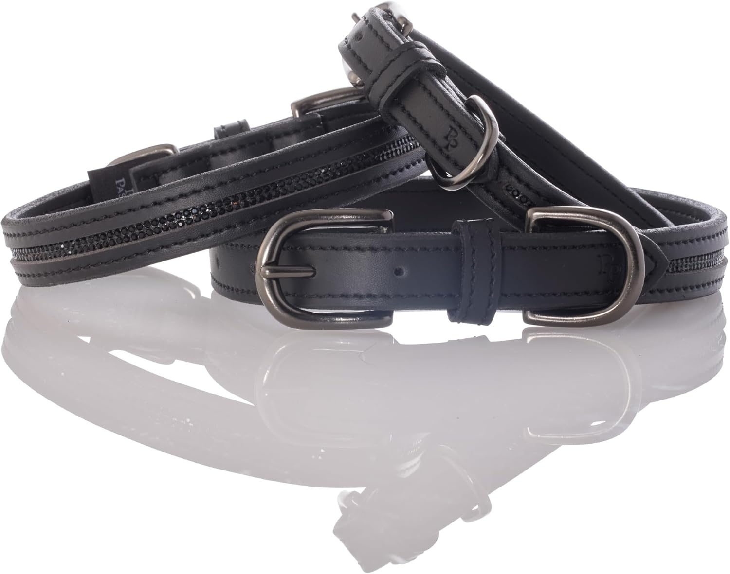 image:imageRoxy The Crystal Bling Collar Durable Vegan Leather with Brass amp Crystals Pet Collars Small Medium Large Dogs Alabaster XXLarge 29Black Bling