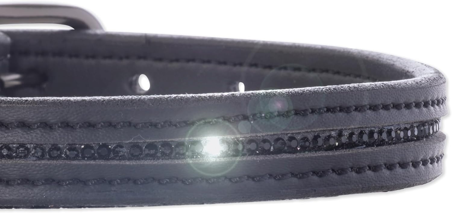 image:imageRoxy The Crystal Bling Collar Durable Vegan Leather with Brass amp Crystals Pet Collars Small Medium Large Dogs Alabaster XXLarge 29Black Bling