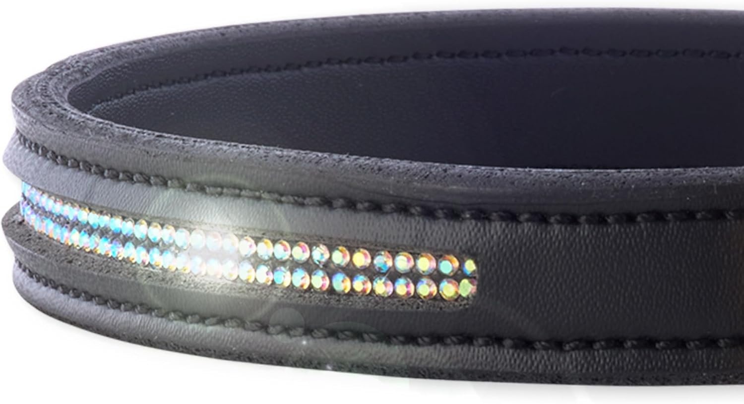 image:imageRoxy The Crystal Bling Collar Durable Vegan Leather with Brass amp Crystals Pet Collars Small Medium Large Dogs Alabaster XXLarge 29Black Bling