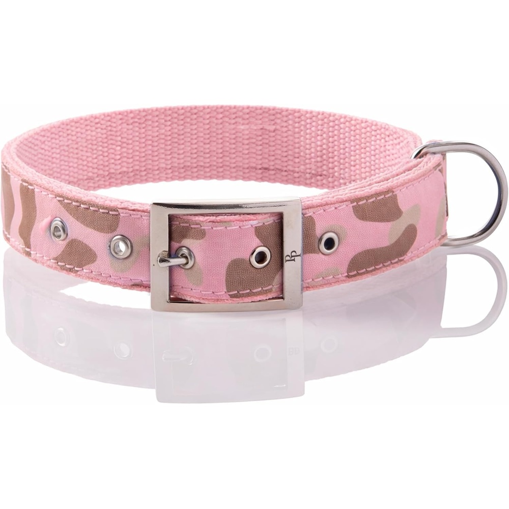image:imagePet Passion Remy II The Recycled Ribbon Collar Adjustable Pet Dog Collars for Small Medium Large Dogs and Puppy Black Sand XSmallPink Camo