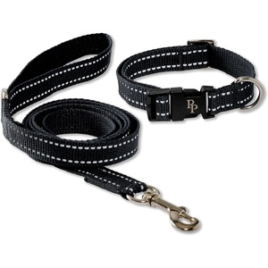 image:imagePet Passion Max II  2Pack Reflective Leash amp Collar Adjustable Matching Pet Set Durable Heavy Duty Recycled Small Medium Large Dogs  Red SmallBlack