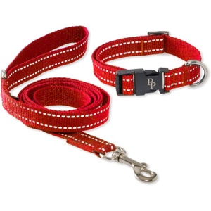 image:imagePet Passion Max II  2Pack Reflective Leash amp Collar Adjustable Matching Pet Set Durable Heavy Duty Recycled Small Medium Large Dogs  Red SmallRed
