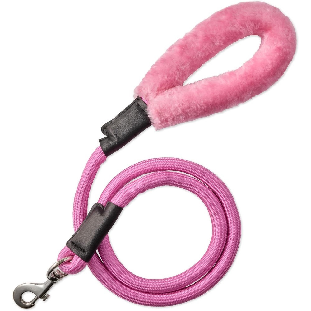 image:imagePet Passion Plush Dog Leash with Cozy Sherpa Handle 5 ft for All Pet Breeds Navy One SizePink