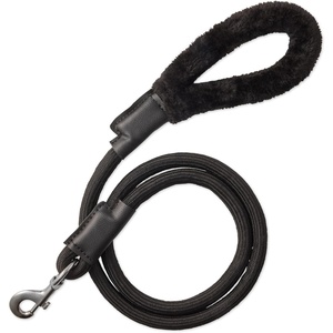 image:imagePet Passion Plush Dog Leash with Cozy Sherpa Handle 5 ft for All Pet Breeds Navy One SizeBlack