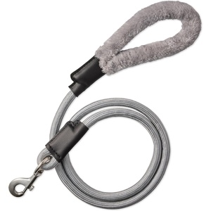 image:imagePet Passion Plush Dog Leash with Cozy Sherpa Handle 5 ft for All Pet Breeds Navy One SizeGray Heather