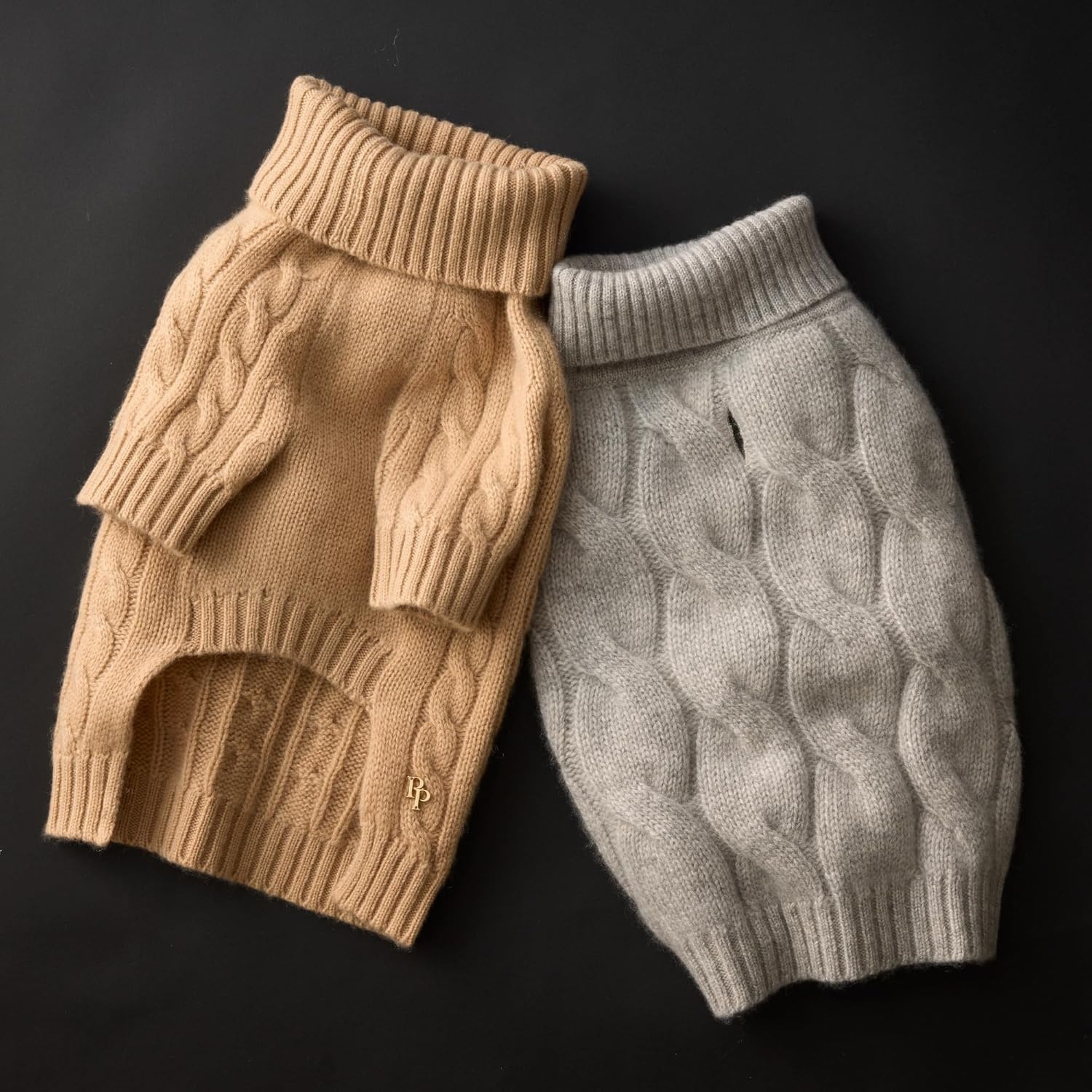 image:imageGable The Cable Knit Sweater Cashmere Wool Pet Pullover for Small Medium and Large Dogs Camel LargeCashmere Mist