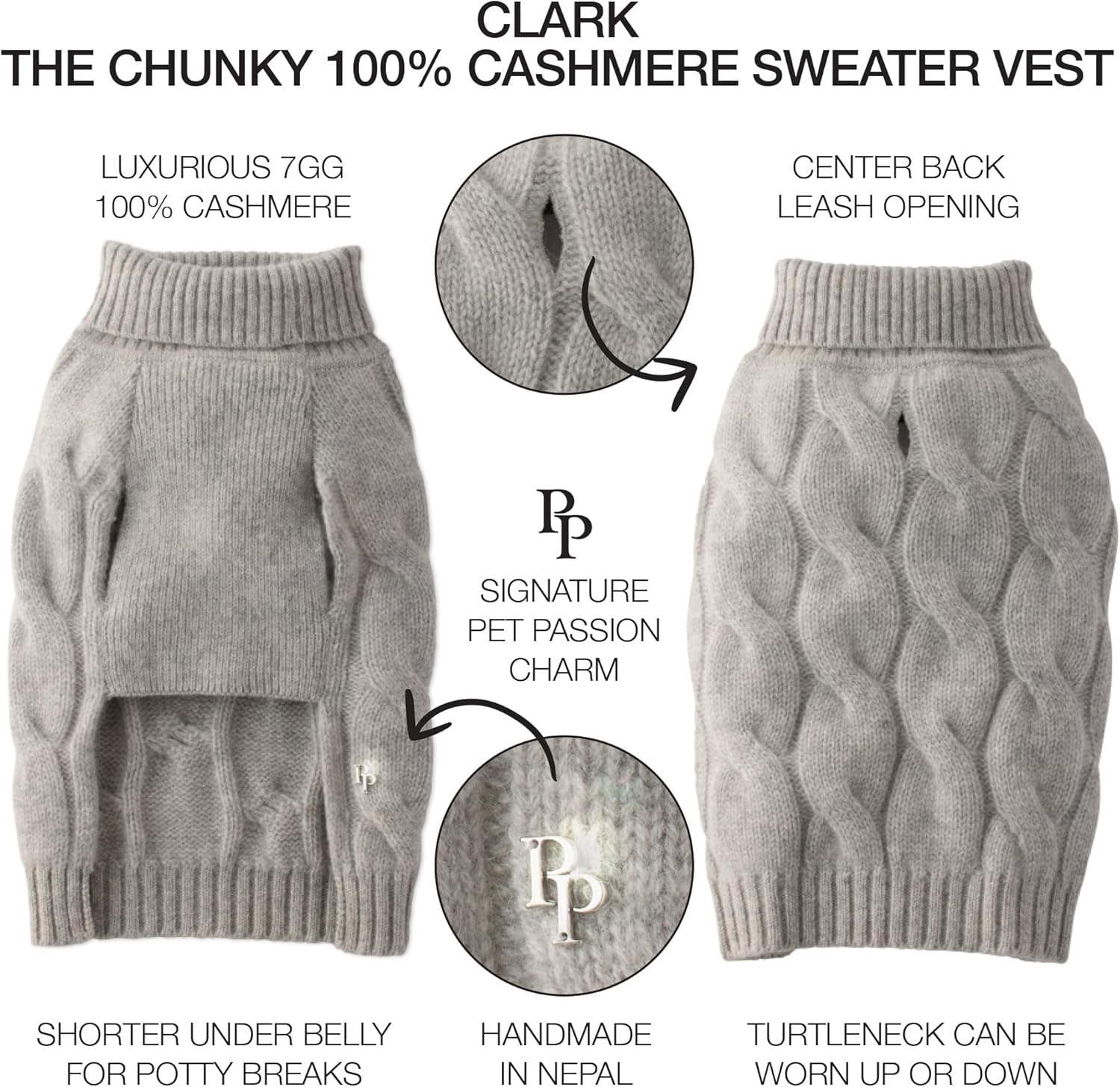 image:imageGable The Cable Knit Sweater Cashmere Wool Pet Pullover for Small Medium and Large Dogs Camel LargeCashmere Mist