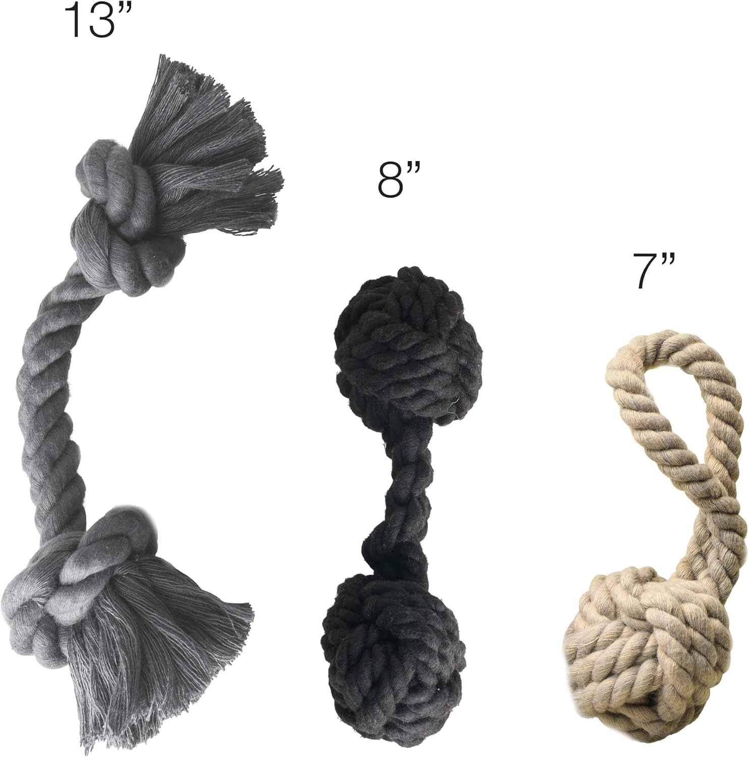 image:imagePet Passion Brady The Rope Tug Toy 3Pack Organic Cotton Dog Rope Pull Toys for All Pet Breeds Black Ombre One SizeBlack Ombre