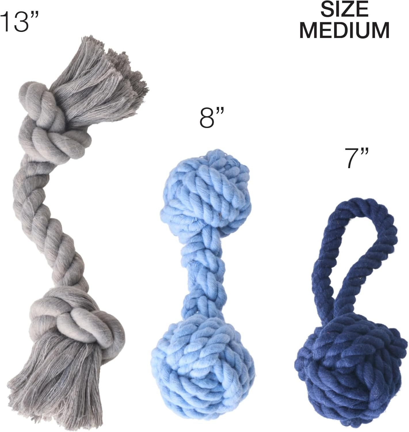 image:imagePet Passion Brady The Rope Tug Toy 3Pack Organic Cotton Dog Rope Pull Toys for All Pet Breeds Black Ombre One SizeBlue Ombre